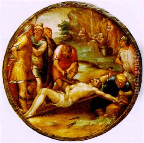 Cisto Inchiodato Alla Croce Oil Painting - Luca Cambiaso