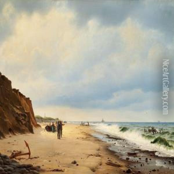 Strand Ved Vesterhavet I Naerheden Af Agger Oil Painting - Christian Eckardt