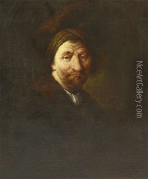 Portrait Of A Man, Half Length, In A Fur Hat Oil Painting -  Rembrandt van Rijn