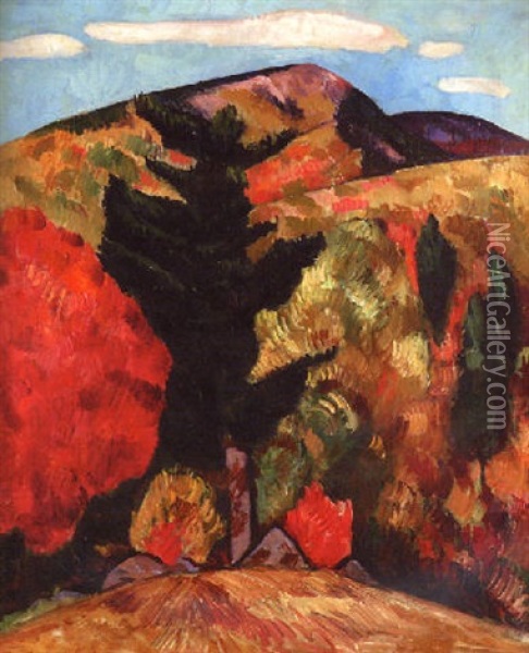 New Hampshire Autumn Landscape - Hills And Trees Oil Painting - Marsden Hartley