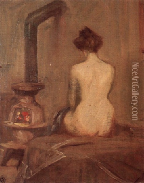 A Woman Dressing Oil Painting - Xavier Martinez