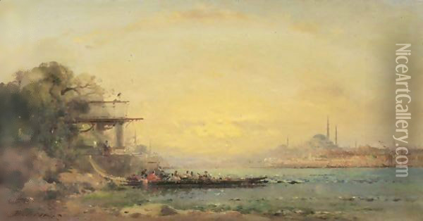 Bateau Au Large De Constantinople Oil Painting - Henri Duvieux