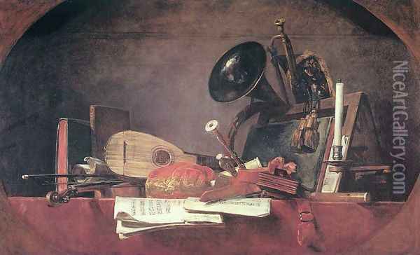 The Attributes of Music, 1765 Oil Painting - Jean-Baptiste-Simeon Chardin