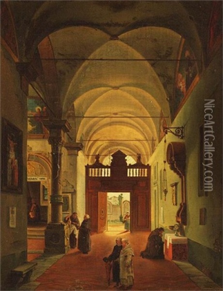 Blick In Ein Klosterinterieur Oil Painting - Giovanni Migliara