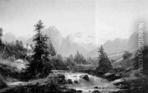 Gebirgslandschaft Oil Painting - Adolf Albin Blamauer