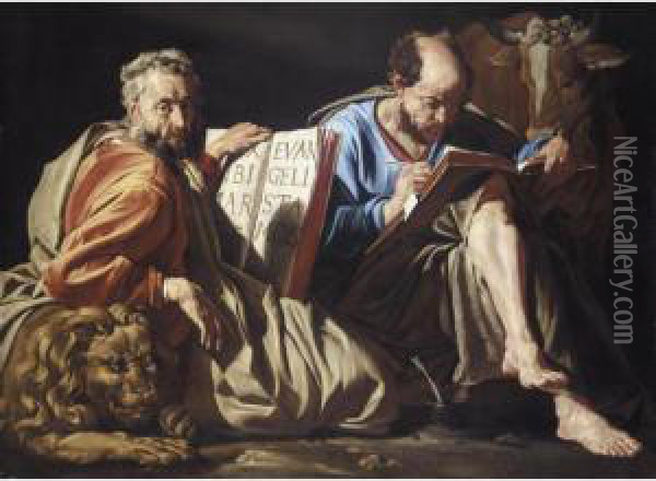 The Evangelists Saint Mark And Saint Luke Oil Painting - Matthias Stomer