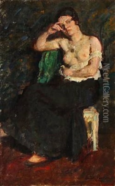 A Half-naked Woman Oil Painting - Julius Paulsen