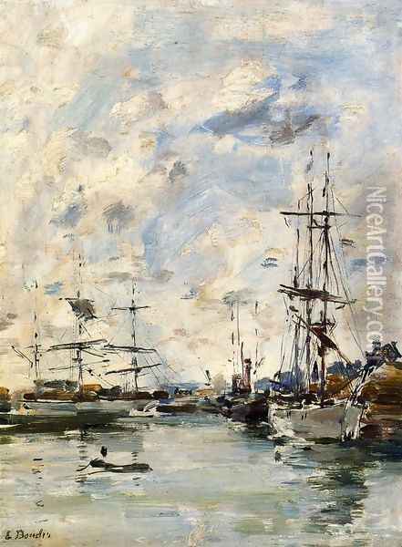Deauville, the Harbor X Oil Painting - Eugene Boudin