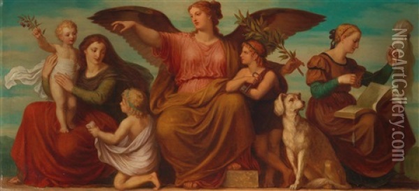 Allegory Oil Painting - Christian Ludwig Griepenkerl