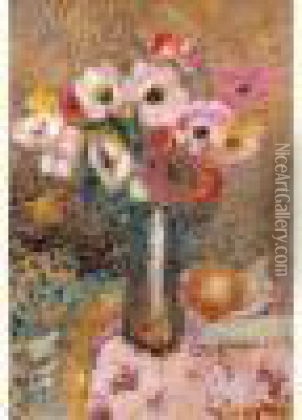 Bouquet D'anemones Oil Painting - Georges Lemmen