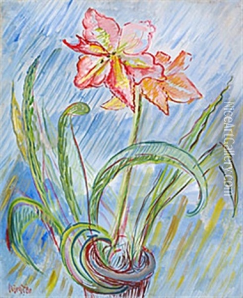Blomsterstilleben Med Amaryllis Oil Painting - Sigrid (Maria) Hjerten