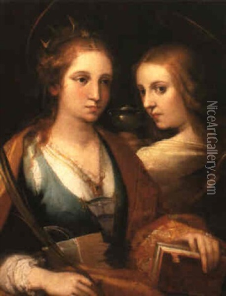 St. Mary Magdalene And St. Catherine Oil Painting - Ventura Salimbeni