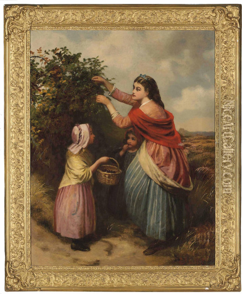 Picking Berries Oil Painting - Edward John Cobbett