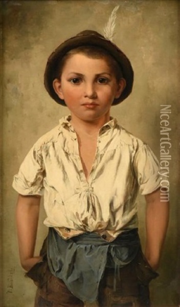 Boy In Tirolian Dress Oil Painting - Minna Budinszky