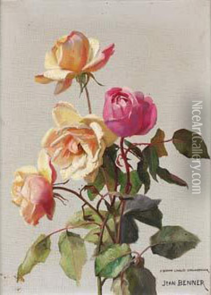Bouquet De Roses Oil Painting - Jean Benner