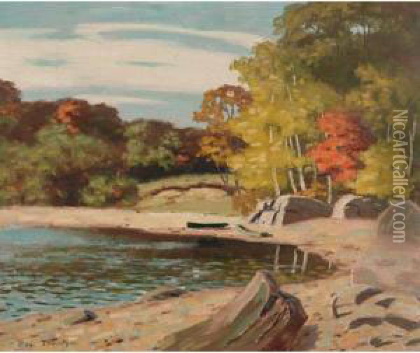 A Cove On Lake Boskung (sic) Oil Painting - George Thomson