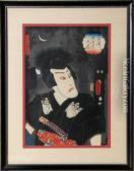 Japanese Samurai Oil Painting - Kunisada