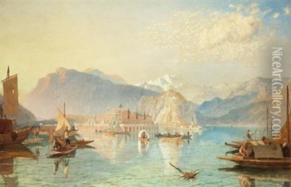 Rent Day At Isola-bella, Lago Maggiore Oil Painting - James Baker Pyne