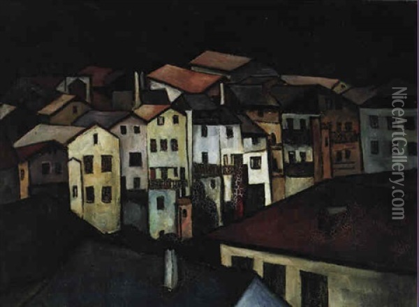Town At Night Oil Painting - Alexander Kanoldt
