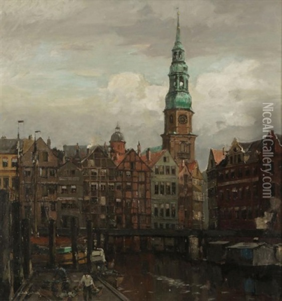 Hamburg Oil Painting - Leonhard Sandrock