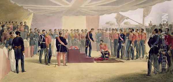 The Investiture of the Order of the Bath, plate from The Seat of War in the East, pub. by Paul and Dominic Colnaghi and Co., 1856 Oil Painting - William Simpson