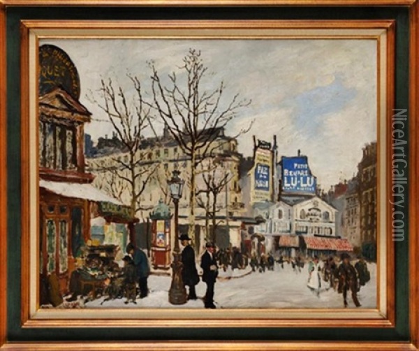 Rue De Paris Animee Oil Painting - Marcel Francois Leprin