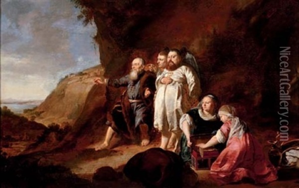 Portrait Of A Family, Probably Representing The Healing Of Tobias Oil Painting - Thomas De Keyser