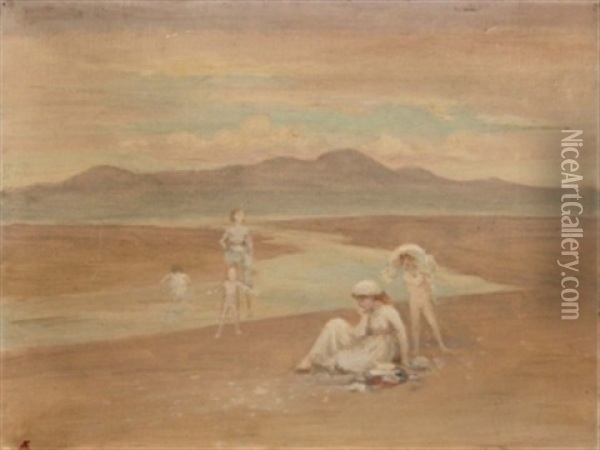 Family Swim Oil Painting - George Russell