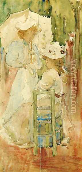 Two Women In A Park Oil Painting - Maurice Brazil Prendergast