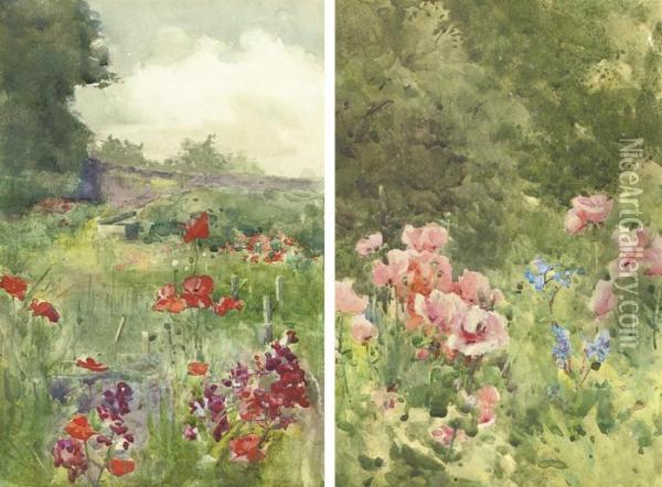 View Across A Wild Garden; And In Flower Oil Painting - Mildred Anne Butler