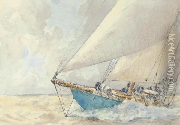 Astra 
 Pounding Through The Waves Oil Painting - Arthur John Trevor Briscoe