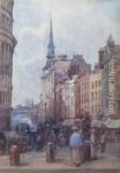 Ludgate Hill From St Paul's Oil Painting - Edgar Thomas Wood