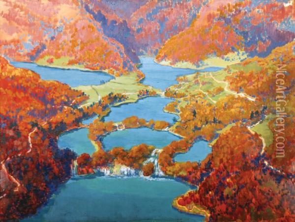 Plitvicka Jezera Oil Painting - Karel Langer