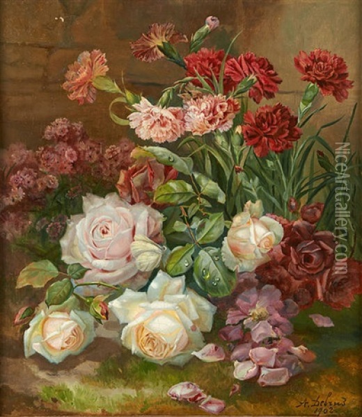 Roses Et Oeillets Oil Painting - Alexandre Debrus