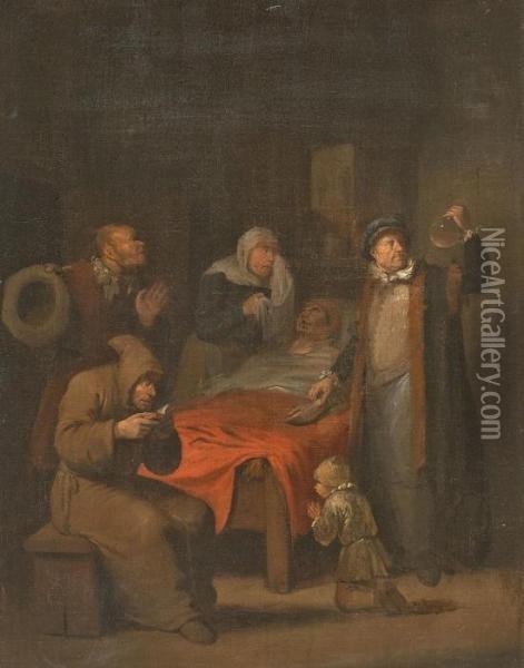 Der Arzt Am Krankenbett Oil Painting - Egbert Jaspersz. van, the Elder Heemskerck