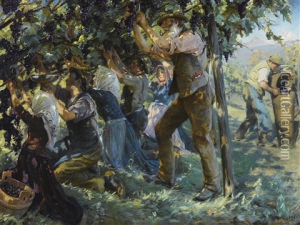 Wine Harvest In The Tyrol Oil Painting - Peder Severin Kroyer