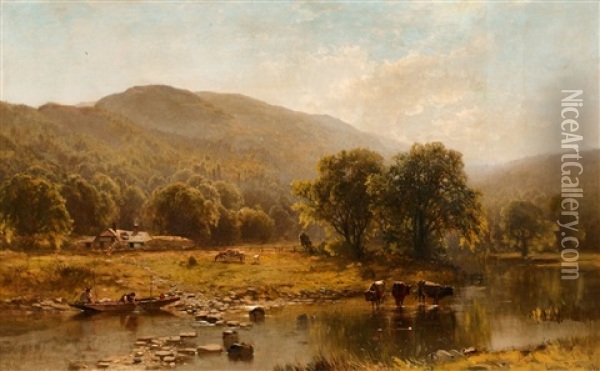 A Mountainous Panorama Oil Painting - Ernest Parton