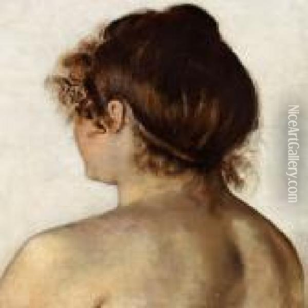 A Young Woman With Her Hair Taken Up, Seen From The Back Oil Painting - Peder Vilhelm Ilsted