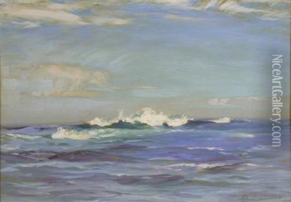 Wave Breaking, Machrihanish Oil Painting - James Campbell Mitchell