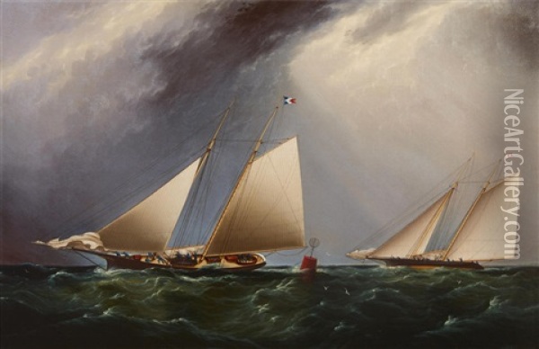 Cornelia And Magic Rounding Buoy 8-1/2 Oil Painting - James Edward Buttersworth