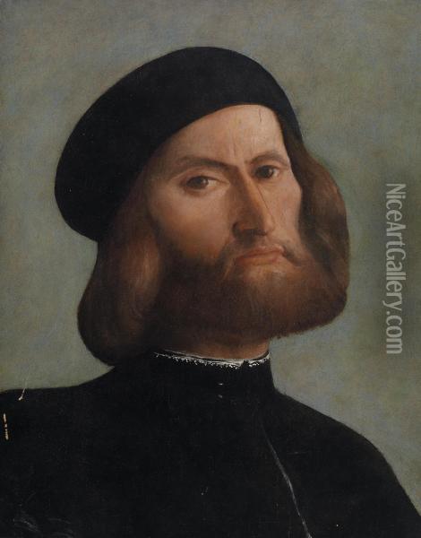 Portrait Of A Man Wearing A Beret Oil Painting - Vincenzo di Biagio Catena
