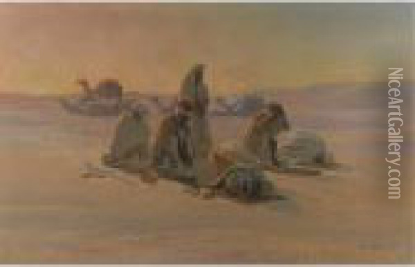 Toward Mecca Oil Painting - Otto Pilny