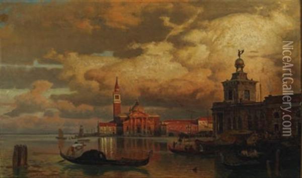 Grand Canal Oil Painting - Julius Rollmann