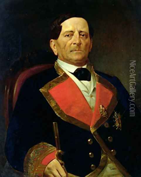 Portrait of Antonio Lopez de Santa Ana 1794-1876 Oil Painting - Paul L'Ouvrier