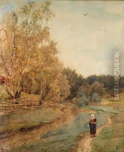 Fra Ask Pa Ringerike 1887 Oil Painting - Hans Fredrik Gude