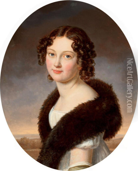 Portrait Of Countess Helene Lavadovsky Nee Vlodek Oil Painting - Henri-Francois Riesener