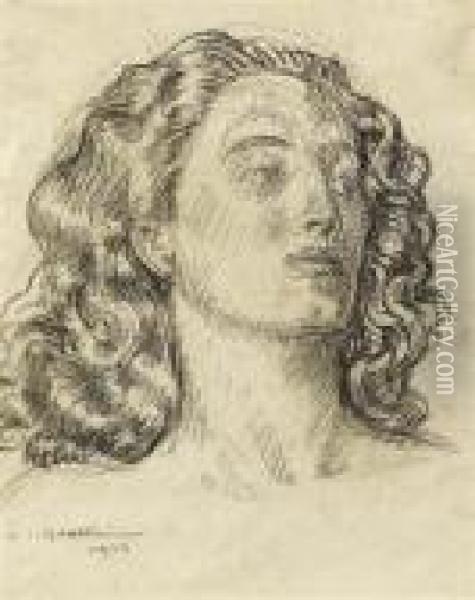 Woman's Head. 1933 Oil Painting - Charles L'Eplattenier