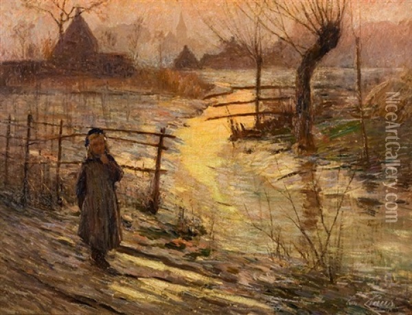 Jeune Fille Au Bord De L'etang Oil Painting - Emile Claus