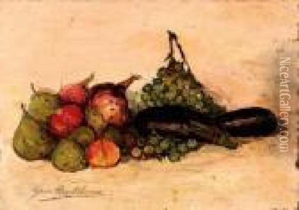 Natura Morta Con Frutta E Melanzane Oil Painting - Giovanni Bartolena