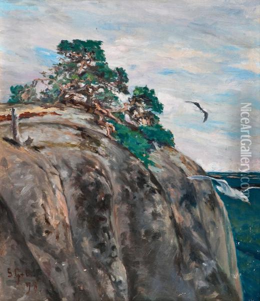 Pine On A Rock Oil Painting - Sigrid Granfelt